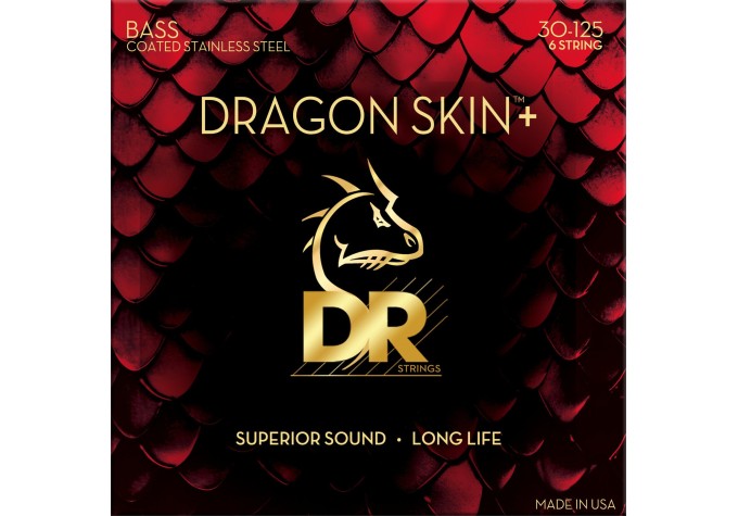 DR Strings Dragon Skin+ Coated Steel 6-String Medium 30-125 Struny pre 6-strunovú basgitaru