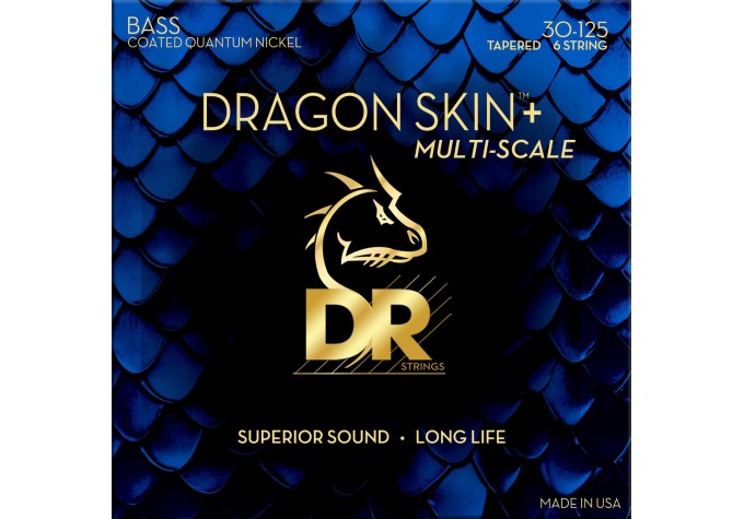 DR Strings Dragon Skin+ Coated Nickel 6-String Medium 30-125 Tapered Multi-Scale Struny pre 6-strunovú basgitaru