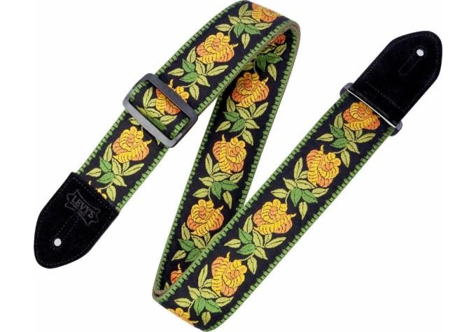 Levys MC8JQ-004 Print Series 2" Woven Guitar Strap Rosa Yellow