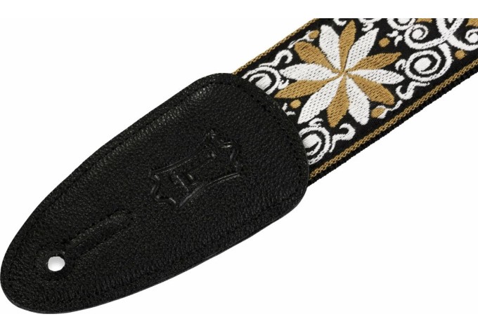 Levys M8HT-13 Print Series 2" 60's Hootenanny Jacquard Weave Guitar Strap Brown/White