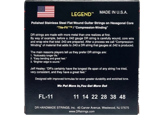 DR Strings Legend Flatwound Light 11-48 Struny pre elektrickú gitaru
