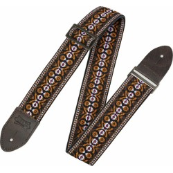 Levys M8HTV-20 Print Series 2" Vintage Hootenanny Jacquard Weave Guitar Strap Brown