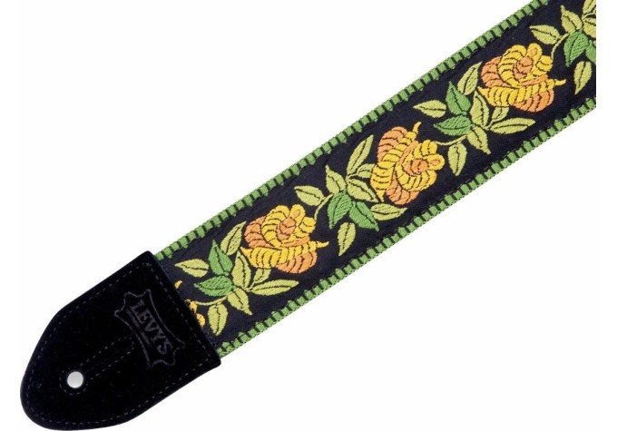 Levys MC8JQ-004 Print Series 2" Woven Guitar Strap Rosa Yellow