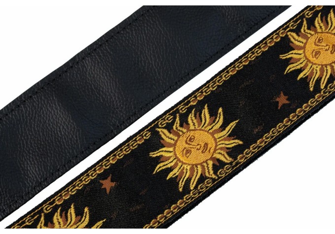 Levys MPJG-SUN-BLK Print Series 2" Sun Design Jacquard Weave Guitar Strap Black