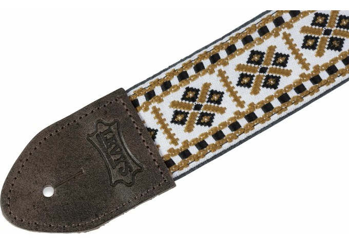 Levys M8HTV-07 Print Series 2" Vintage Hootenanny Jacquard Weave Guitar Strap Beige