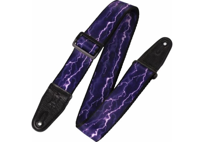 Levys MP-18 Print Series 2" Polyester Guitar Strap Purple Lightning
