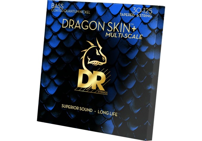 DR Strings Dragon Skin+ Coated Nickel 6-String Medium 30-125 Tapered Multi-Scale Struny pre 6-strunovú basgitaru