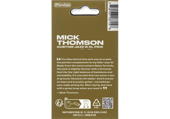 Dunlop 47PXLMTG Mick Thompson Jazz III XL Player Pack Trsátko / Brnkátko