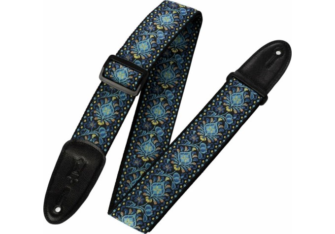 Levys M8HT-04 Print Series 2" 60's Hootenanny Jacquard Weave Guitar Strap Blue