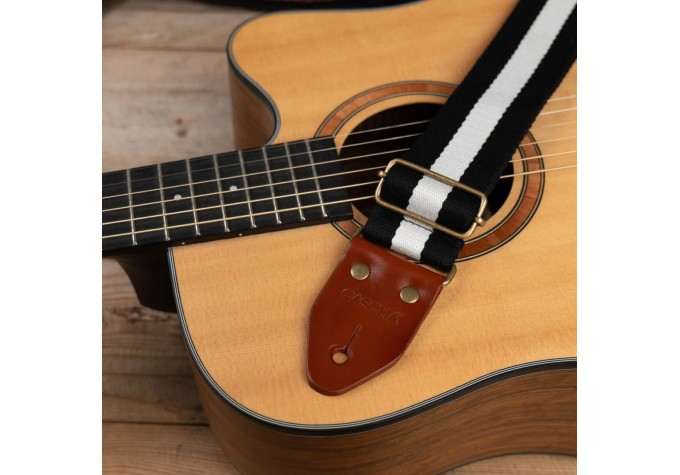 Cascha CGS-CD4 Cotton Gitarový pás Black & White