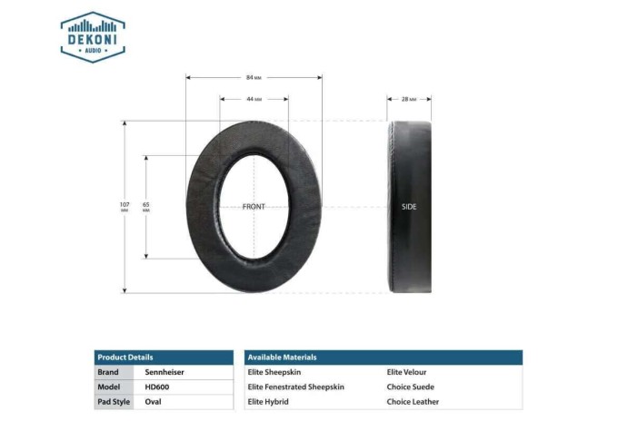 Dekoni Audio EPZ-HD600-VL Náušníky pre slúchadlá Čierna
