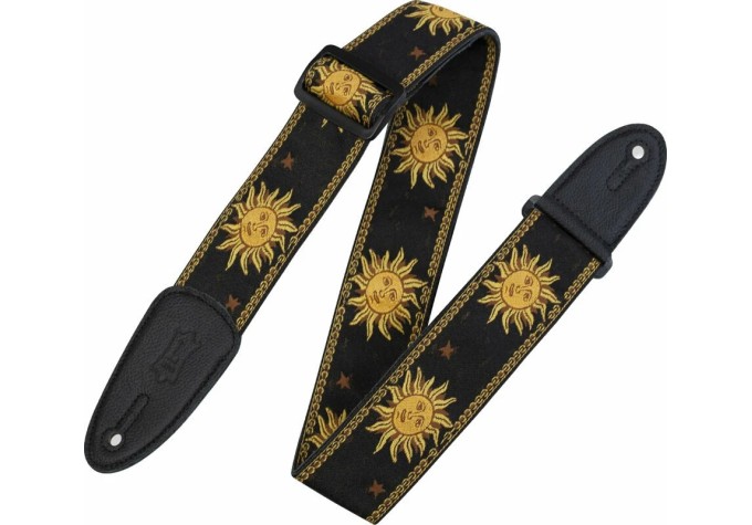 Levys MPJG-SUN-BLK Print Series 2" Sun Design Jacquard Weave Guitar Strap Black