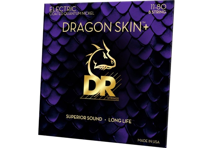 DR Strings Dragon Skin+ Coated 8 string Heavy 11-80 Struny pre elektrickú gitaru