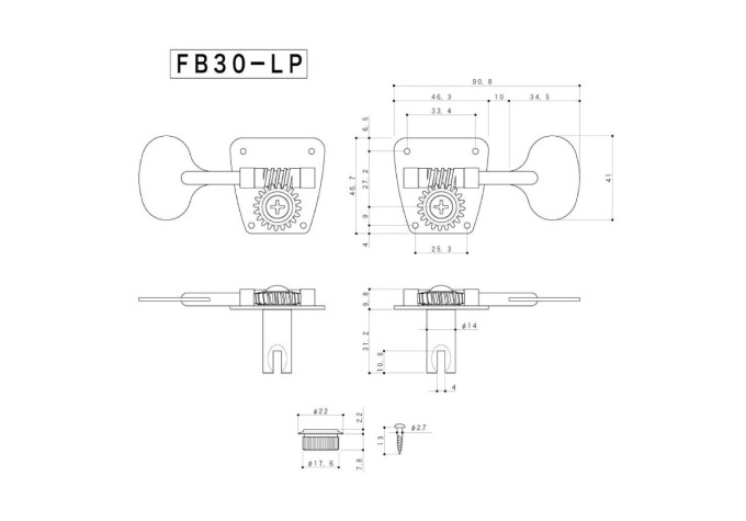Gotoh FB30LP-4 N Nickel Ladiaca mechanika pre basgitaru