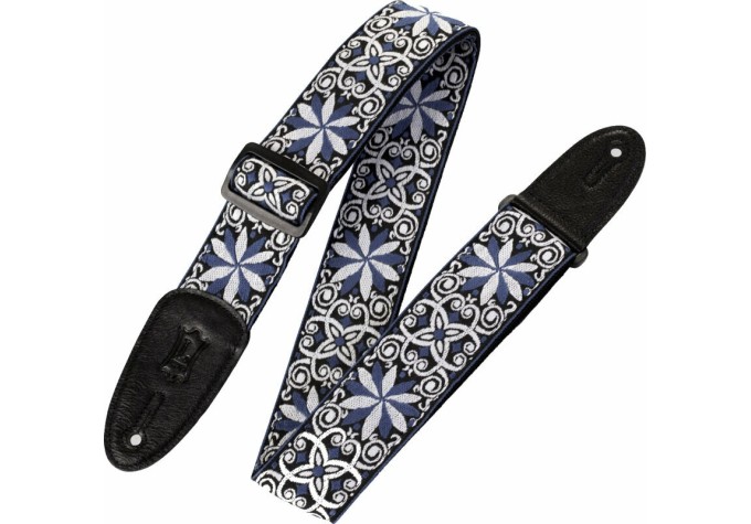 Levys M8HT-10 Print Series 2" 60's Hootenanny Jacquard Weave Guitar Strap Black/White