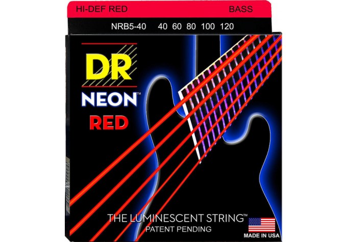 DR Strings NRB5-40 Neon Red Light 5-String