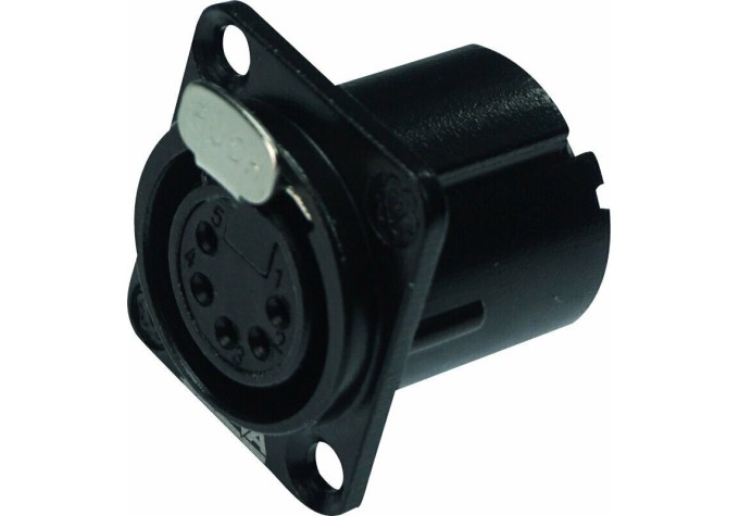XLR chassis connector female 5-pin black metal housing solder cups