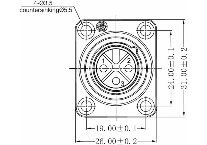 Konektor, XLR chassis male 3-pin IP67 black plastic housing solder cups