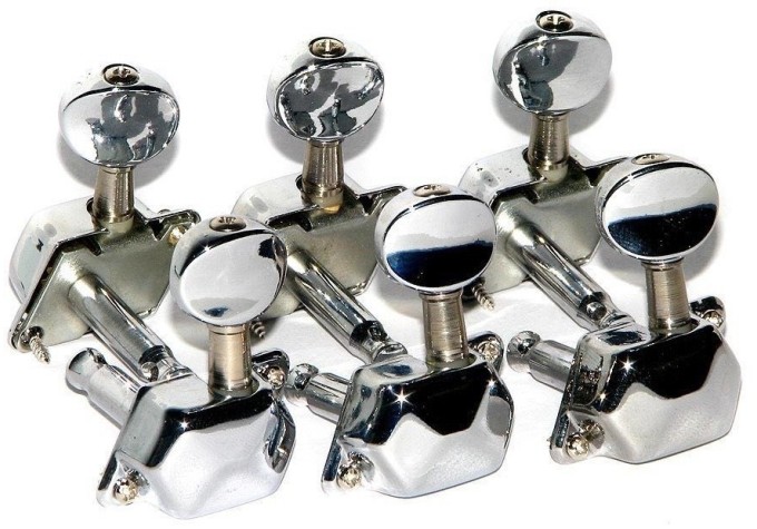 Ladiaca mechanika pre gitaru - mechanika ladiaca na akustickú gitaru, chrómová, uzavretá, (3x pravá