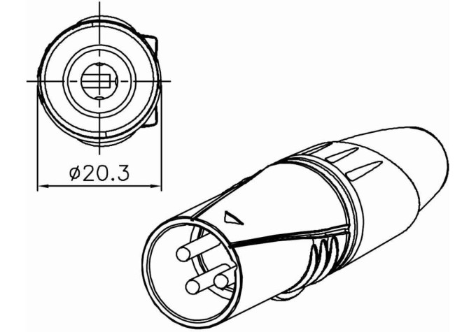 XLR káblový konektor male 3-pin black housing and grey boot solder cups
