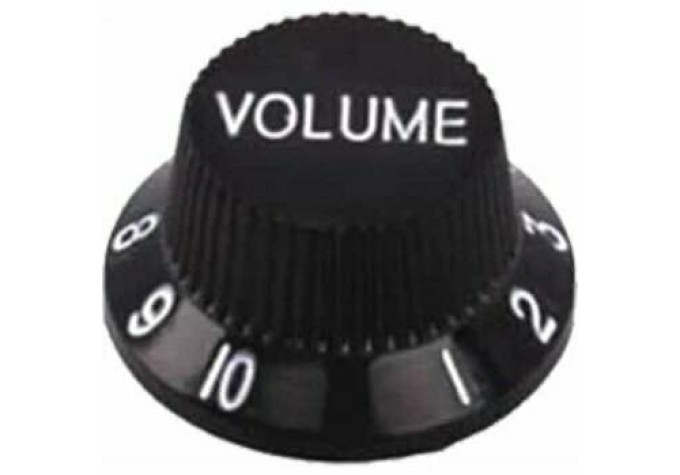 Náhradný diel - gombík na gitarový potenciometer plastový, funkcia Volume, vhodný na stratocaster -